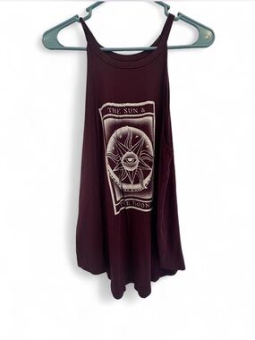 American Eagle Outfitters Burgundy Graphic Swing Tank